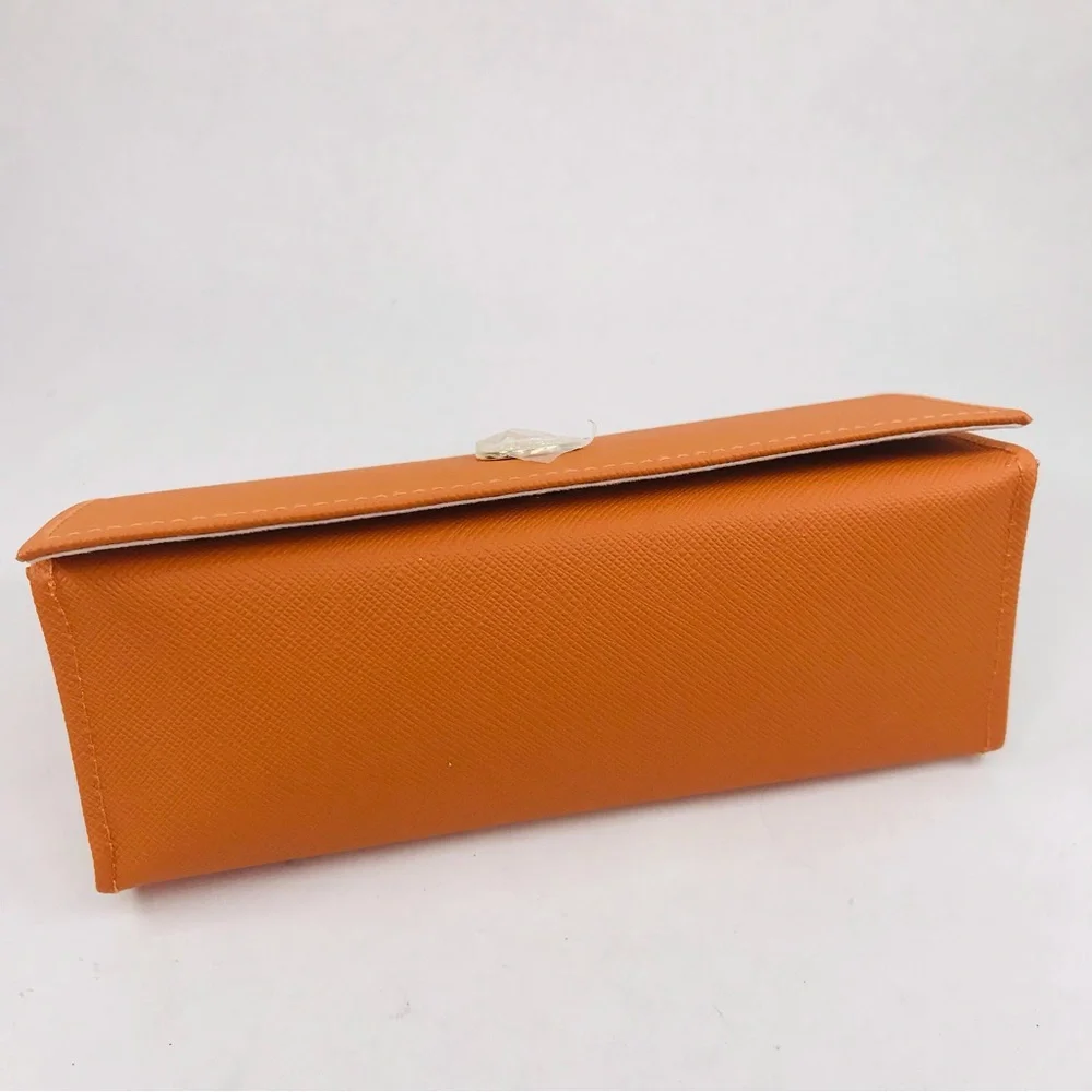 Tory Burch Orange Saffiano Leather Fold Over Sunglasses Case New